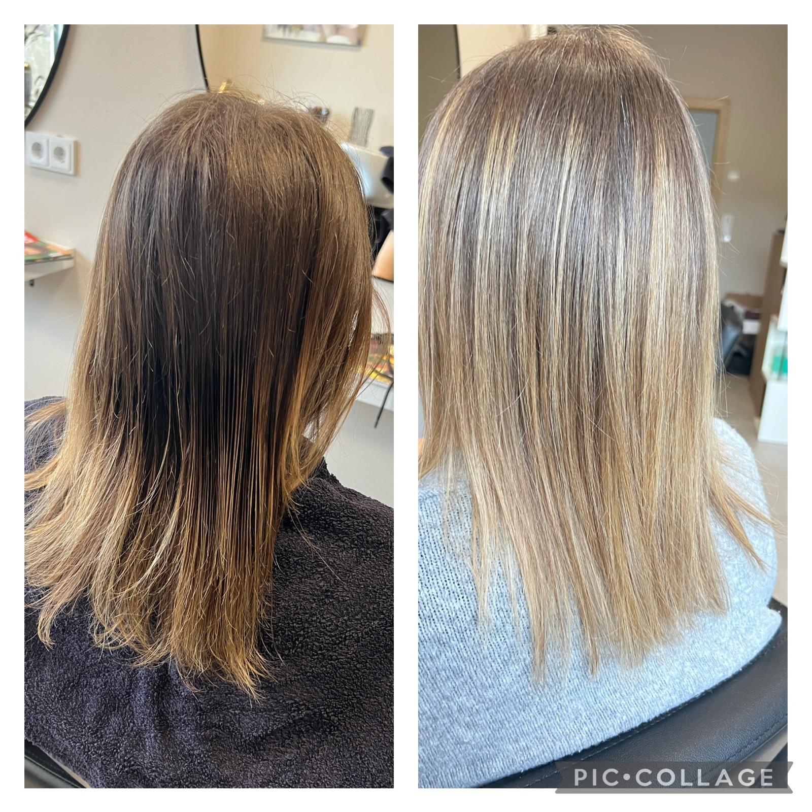 Frisur vorher und nachher – Balayage